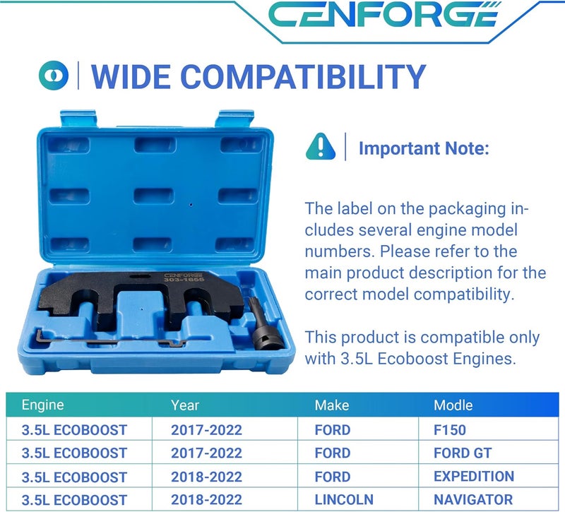 CENFORGE Store 303-1655 Camshaft Holding Tool, Ford 3.5 Timing Tool Kit Compatible with Ford 3.5L EcoBoost Upgraded GT F-150 Expedition Lincoln Navigator, with Cylinder Head Screw Removal Socket - Image 4
